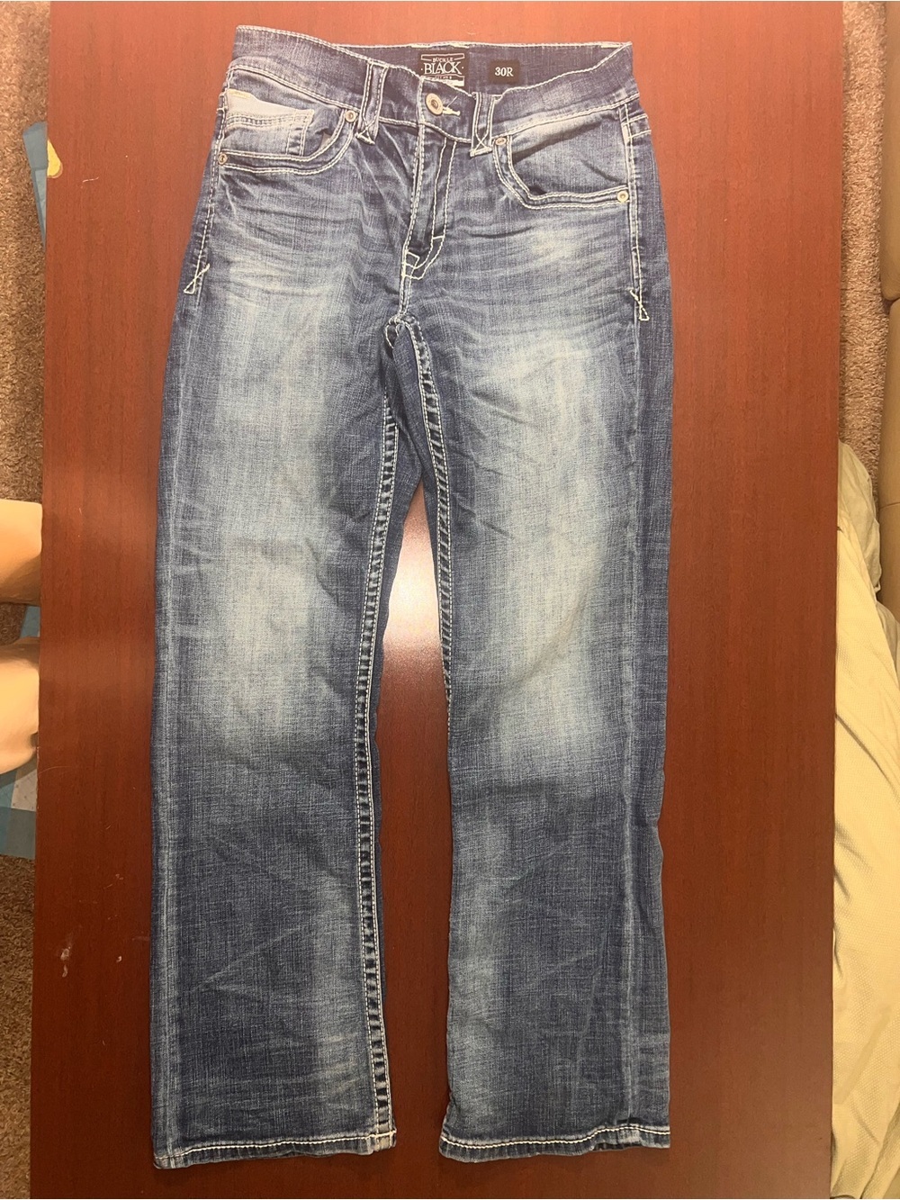 Buckle Men’s Blue Washed Bootcut Jeans